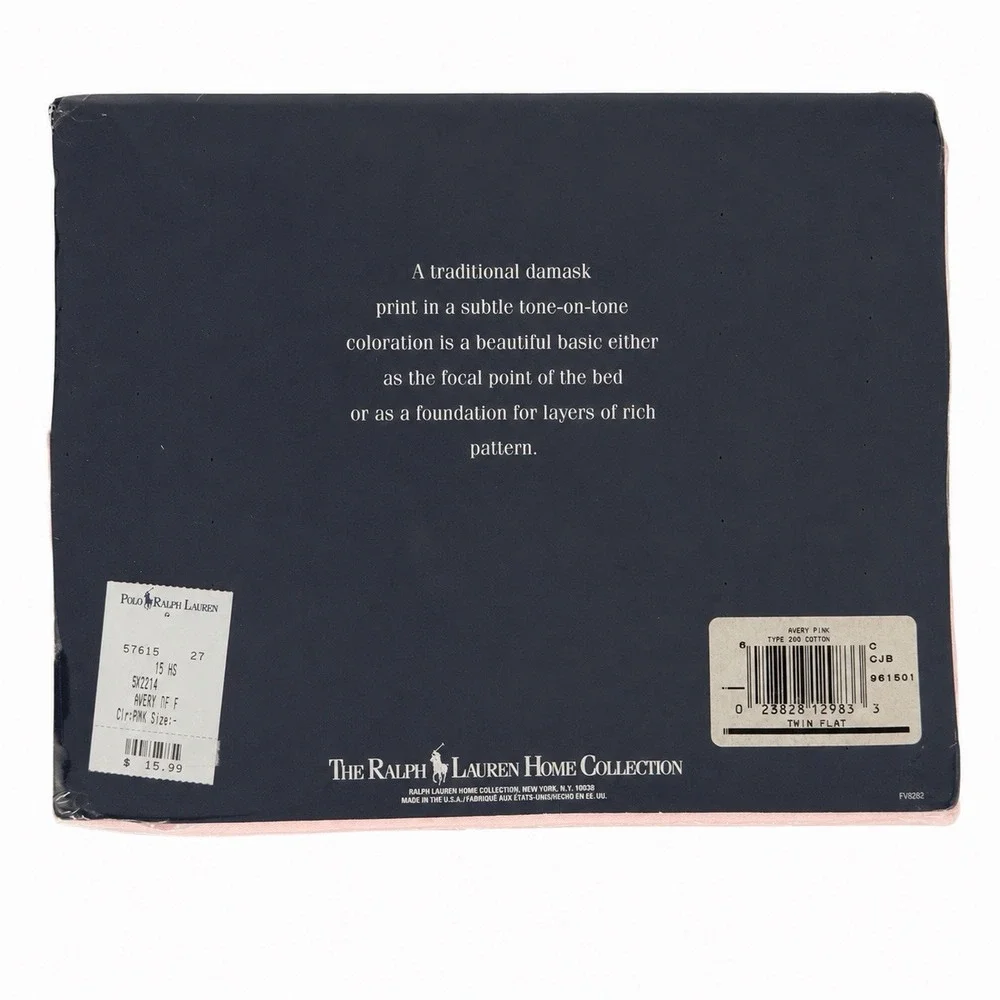 Ralph Lauren Avery Pink Twin Flat Sheet Damask 200TC Cotton NOS USA